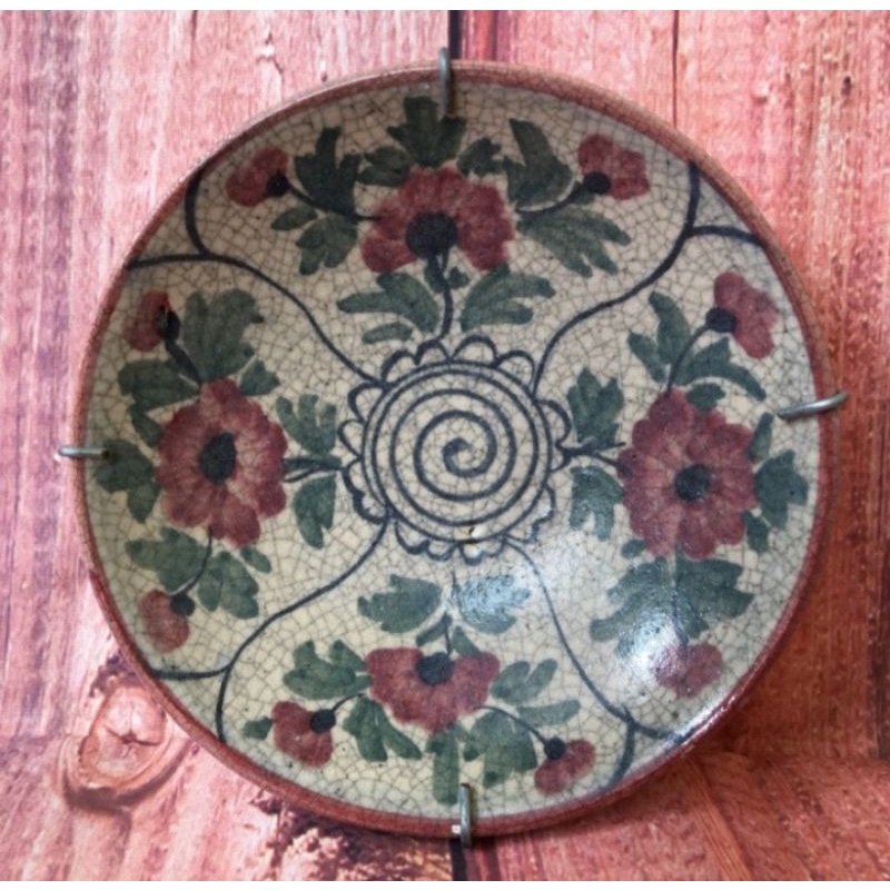 Piring  hias keramik retak seribu motif kangkung type F