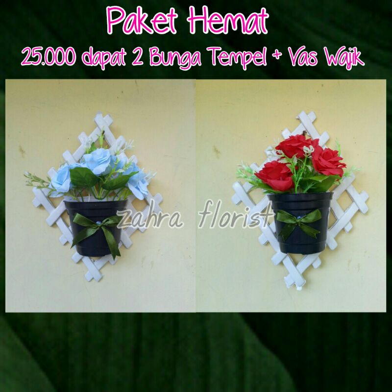 [COD] 1 SET BUNGA TEMPEL DINDING/BUNGA TEMPEL PLASTIK/BUNGA TEMPEL BREKET ARTIFICAL