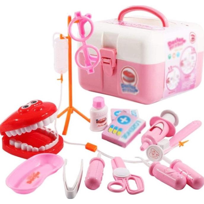 Doctor Playset Box Mainan Dokteran Warna Pink