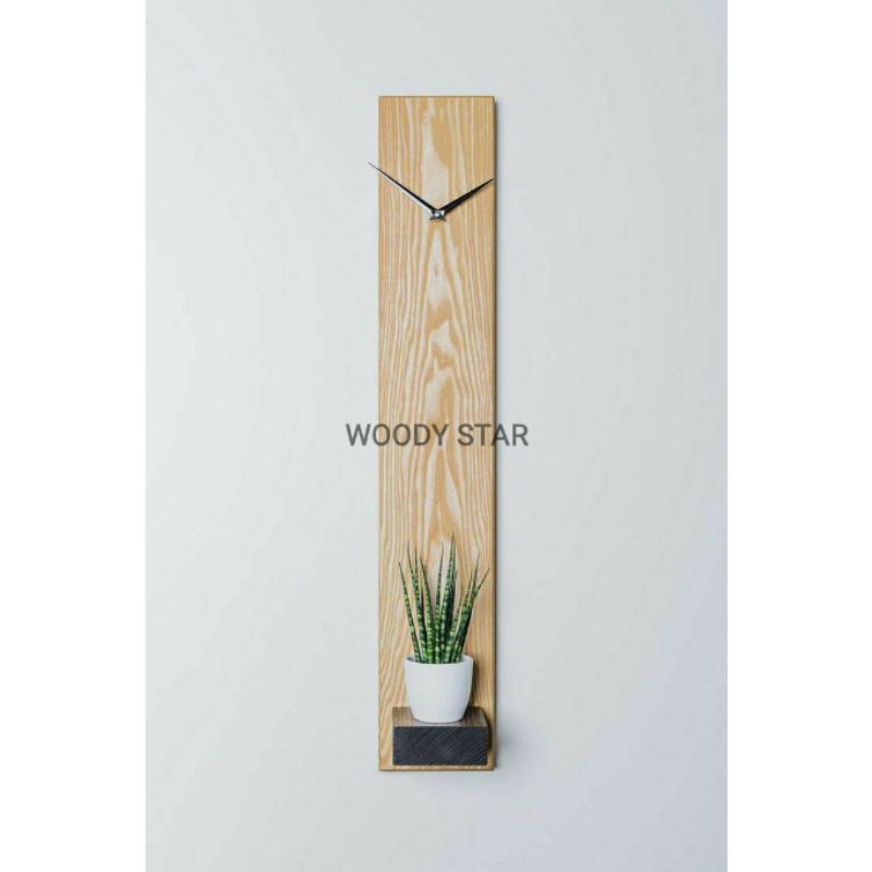 Rak hiasan dinding jam minimalis/bunga/foto/ambalan murah premium tanpa pot kayu jati belanda