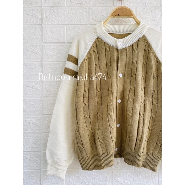 KHARA CARDI CABLE KNITE PREMIUM KERAH BULAT UNISEX