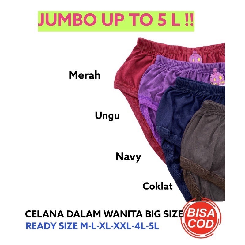 1 Lusin Celana Dalam CD Cawet Kancut Wanita Perempuan Cewek Jumbo Big Size Bahan Adem Motif Import