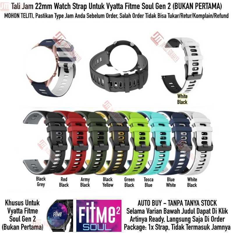 Tali Jam 22mm Watch Strap Vyatta Fitme Soul Gen 2 - Dual Tone Rubber Silikon