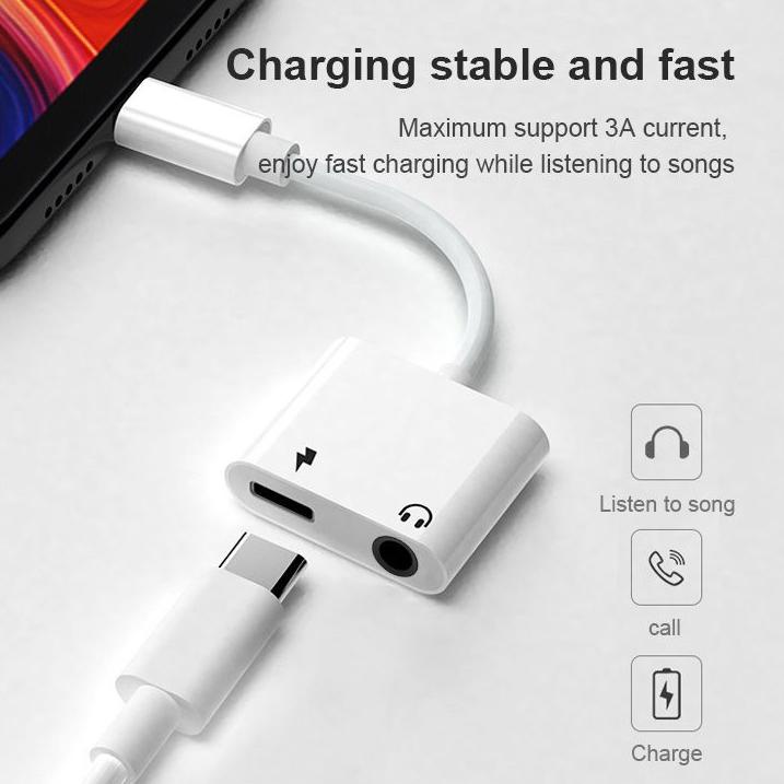 [PRODUK 990WQ] Type C 2 in 1 Adapter Aux Audio Hifi DAC Adapter USB C to 3.5mm Earphone Jack Fast Ch