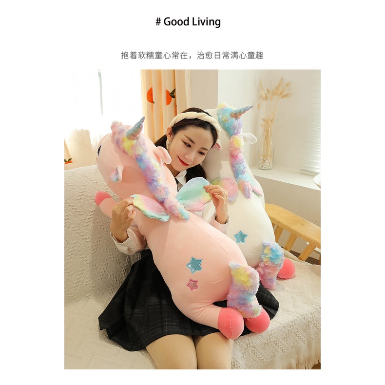 Boneka Unicorn Sayap  Rainbow Soft Jumbo Bahan  Plush Lembut