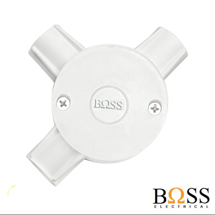 

t dus listrik boss 20mm putih/ t dus cabang 3 boss