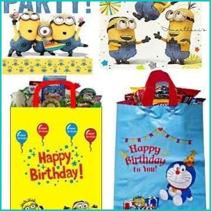 Ac - Tas Ulang Tahun Minion Ultah Anak Minions Plastik Doraemon Tempat Wada