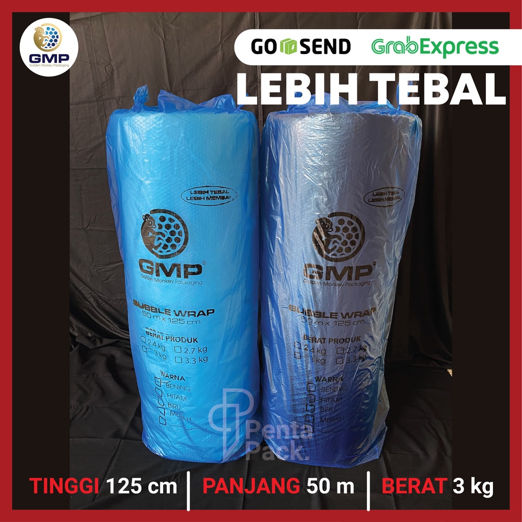 

[LEBIH TEBAL] Bubble Wrap GMP 125 cm X 50 m (Bening/Hitam) Berat 3 kg