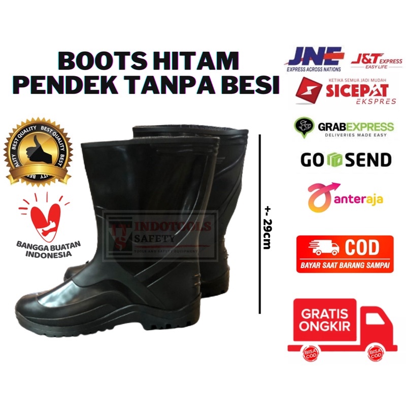 SEPATU BOOTS TEBAL PENDEK TANPA BESI HITAM