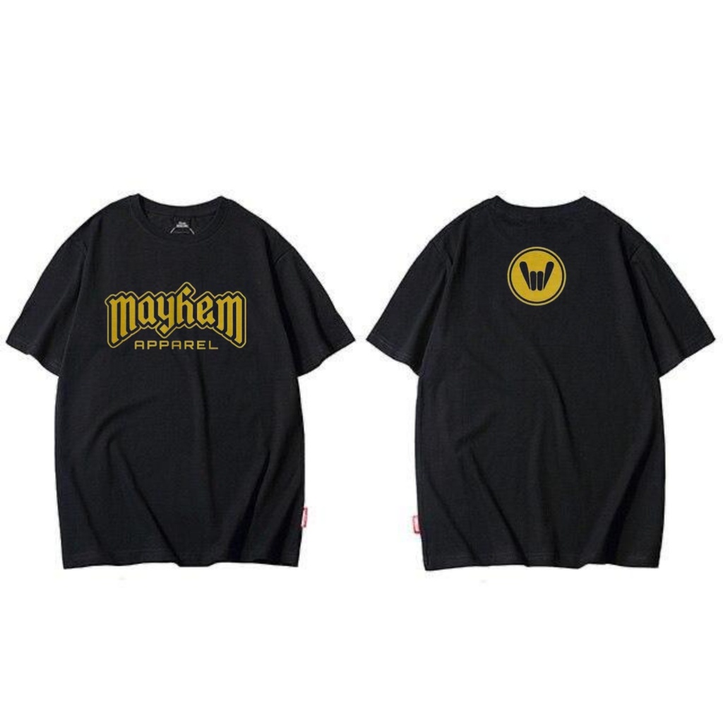 Tshirt Baju Kaos Distro Mayhem Font Gold / Kaos Distro Pria Wanita