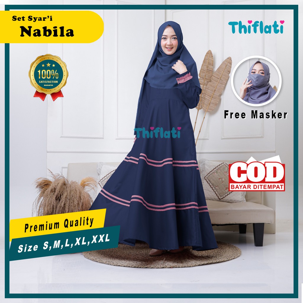 Gamis Dewasa NABILA Terbaru 2021 Dress Muslimah Katun Toyobo (Gamis Saja) Original By THIFLATI