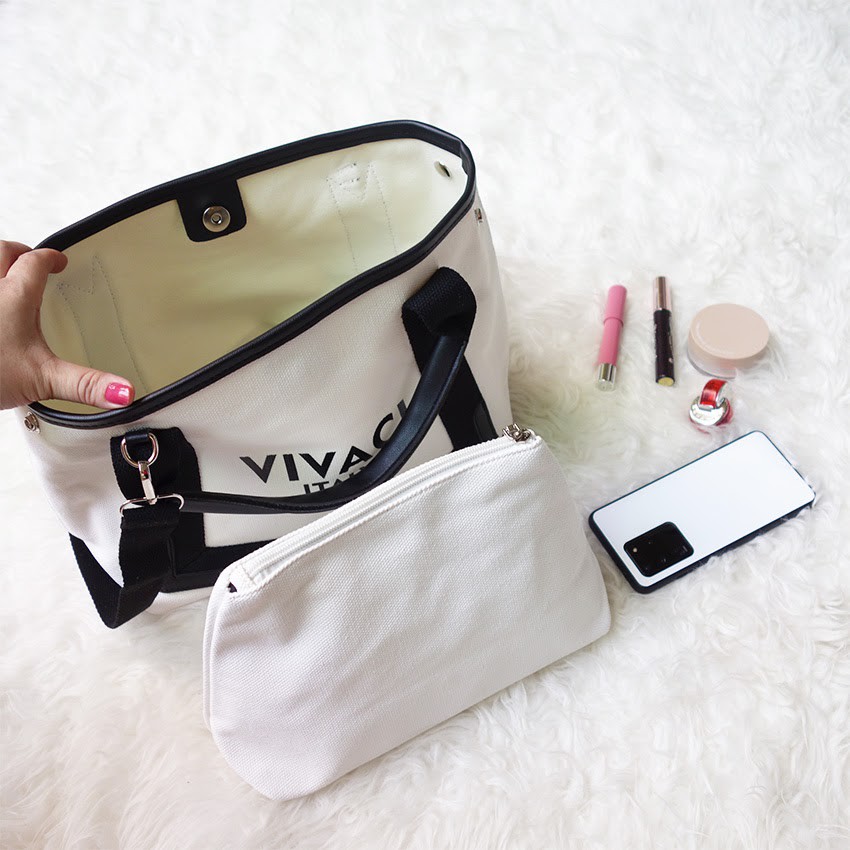 Tas Selempang Handbag Wanita Vivaci Canvas model Balen +Free Pouch - Skoola