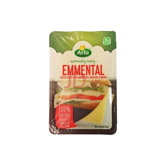ARLA EMMENTAL CHEESE SLICE 150 GRAM BURGER SANDWICH KEJU SLICES 150 GR
