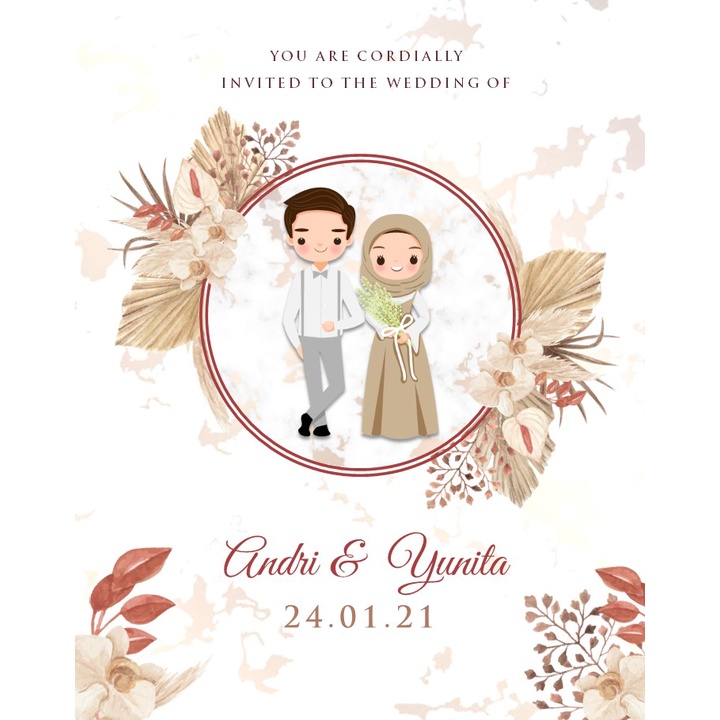 Undangan Digital Video Pernikahan Aesthetic Animasi TEMA-08