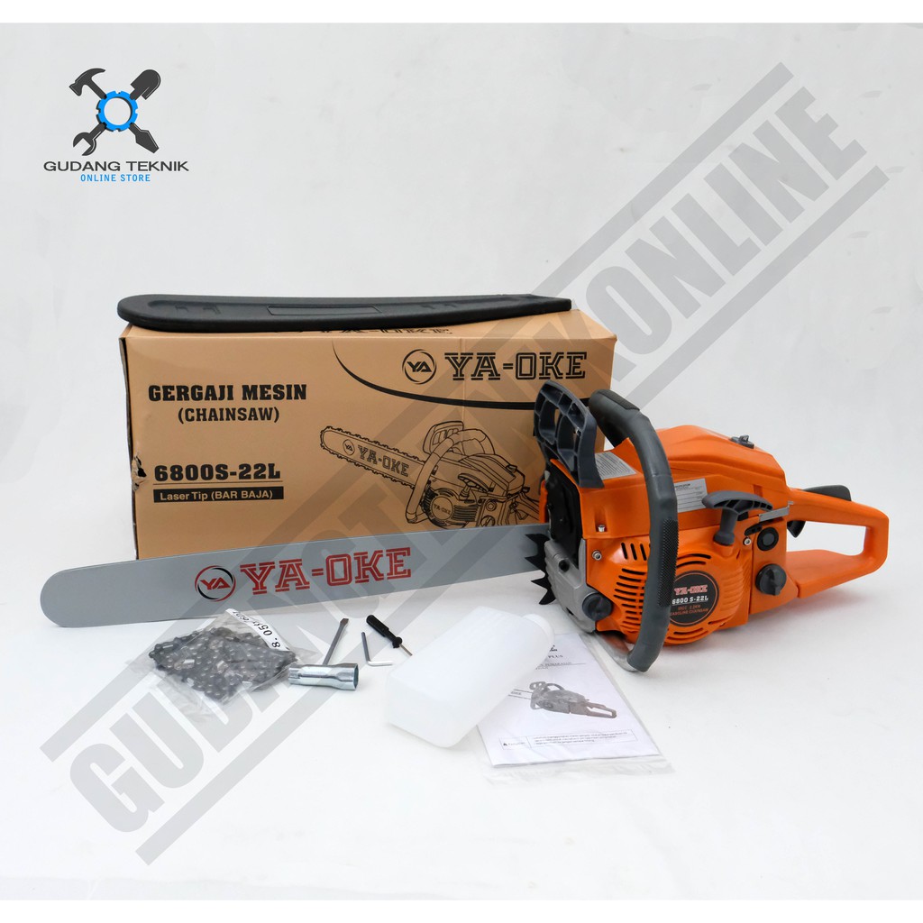 Mesin Gergaji Kayu Chainsaw 22&quot; YA OKE 6800S Laser / Mesin Potong Kayu 22 Inch 6800 - Chain Saw 6800 YA OKE