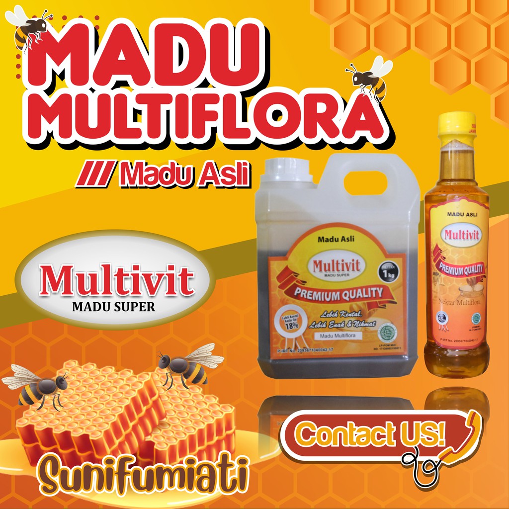 

MADU MULTIVIT ROYAL JELLY 1kg Kemasan Jerigen | MADU ASLI 100% | Madu Murni 100%