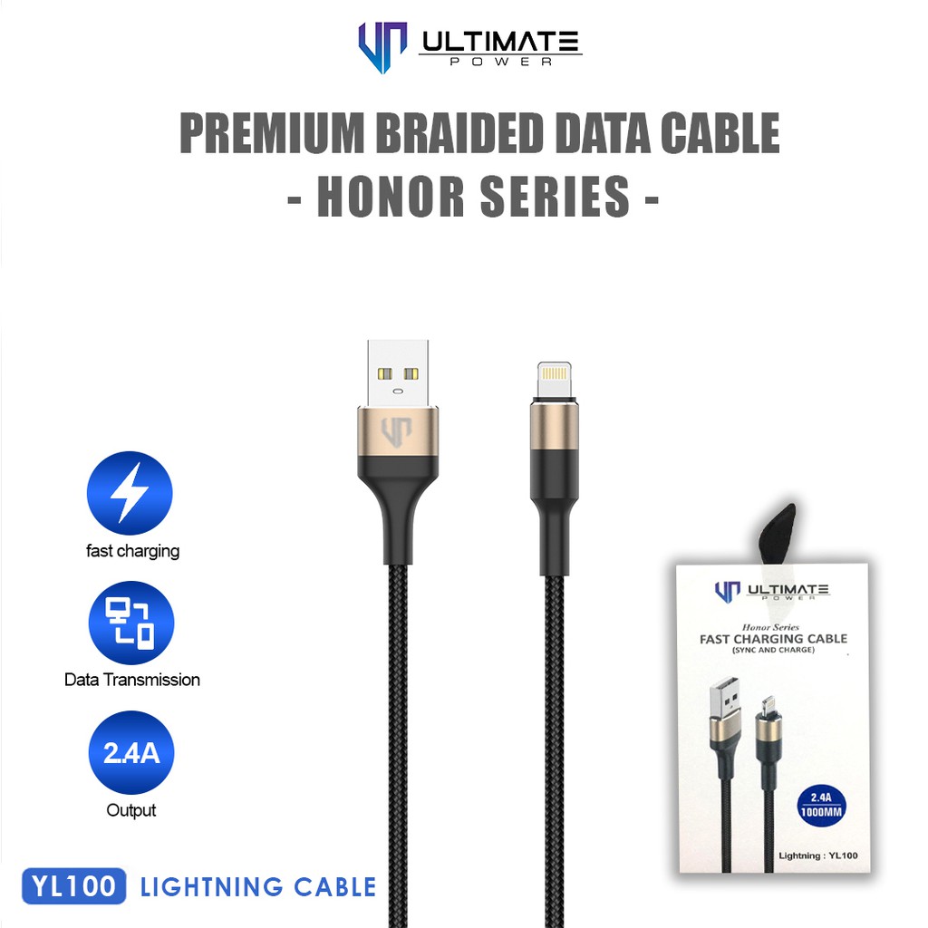 Data Cable Apple Lightning Ultimate Premium Braided Kabel Honor Series Lightning 1M Original100%