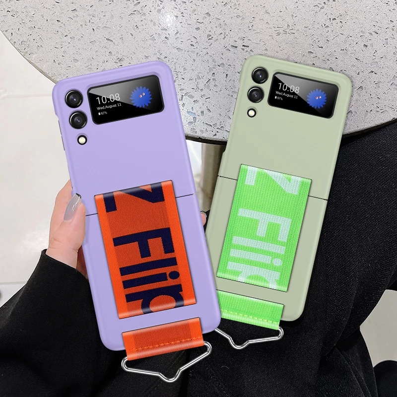 Case Pelindung Handphone Dengan Strap Pergelangan Tangan Untuk Galaxy Z Flip3