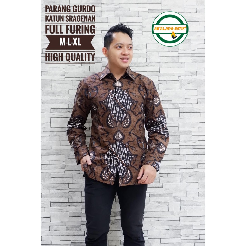 PARANG GURDO Atasan Kemeja Batik Pria Premium Lengan Panjang Katun Halus LAPIS FURING Batik Aljaya