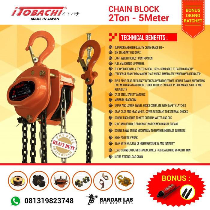 [perkakas] - Chain Block 2 Ton 5 Meter - Takel 2 Ton 5 Meter - Itobachi New Model Murah