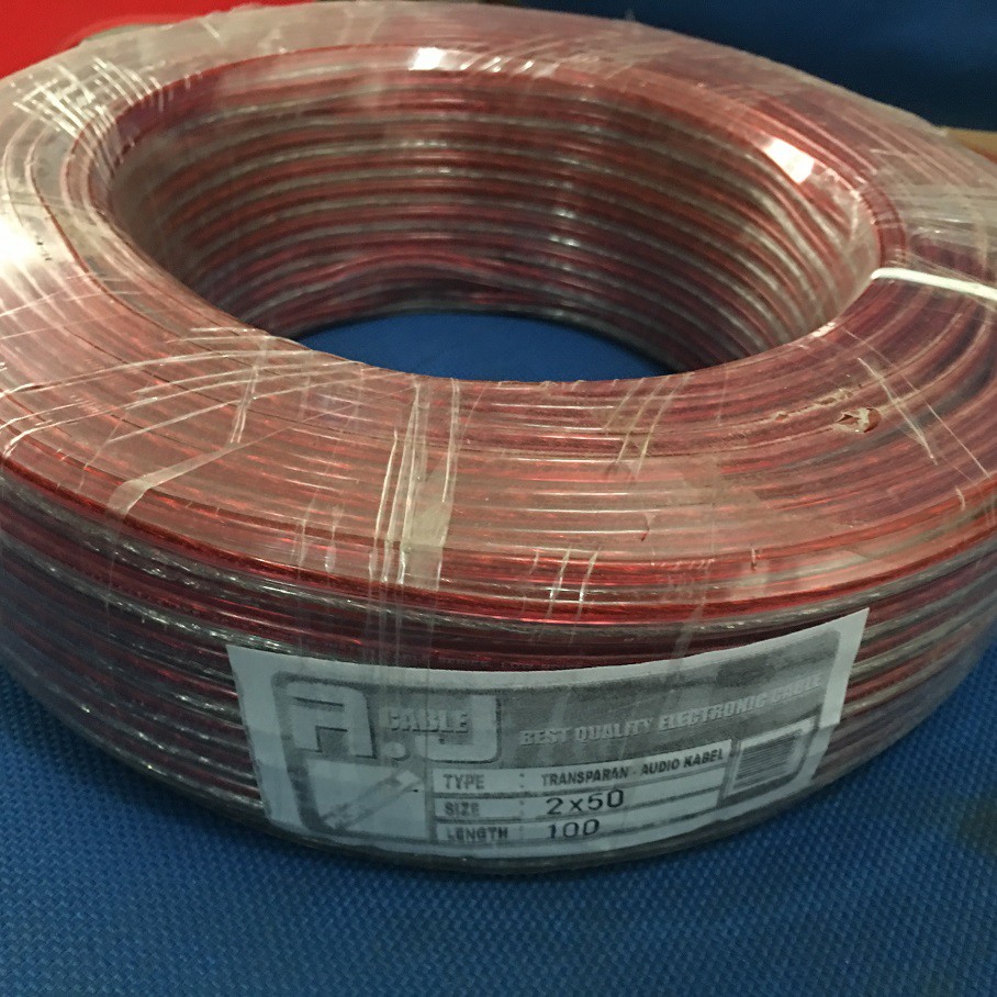Kabel Transparan Lentur Listrik Panjang Olor 2x50 100 meter yard