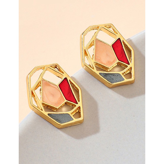 LRC Anting Tusuk Fashion Irregular Geometrical Dropped Flower Alloy K51467