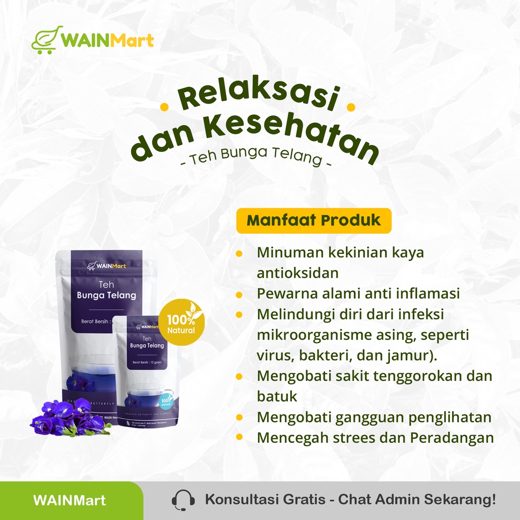 Bunga Telang TUMPUK PREMIUM 50gram Bunga Telang Tumpuk Pewarna Alami Herbal Organik dan Sehat