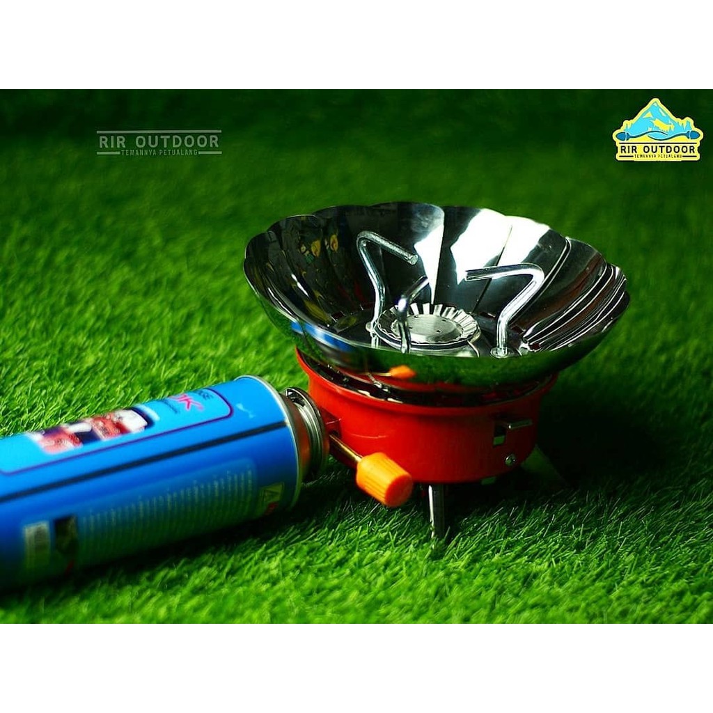 Kompor Camping Mawar Windproof Stove Portable Gas Kaleng