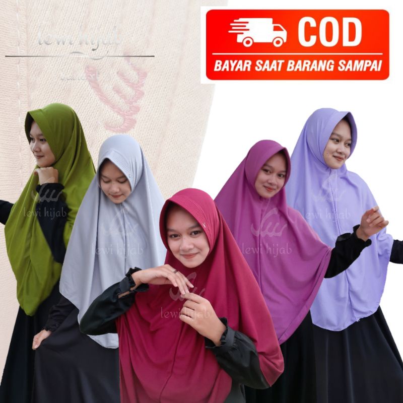 Lewi hijab JILBAB INSTAN BERGO kerudung krudung hijab size XL NON serut bahan kaos dewasa