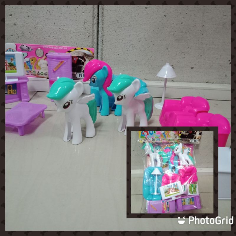 FI 557 - Mainan anak little pony kuda poni dan sofa FI557