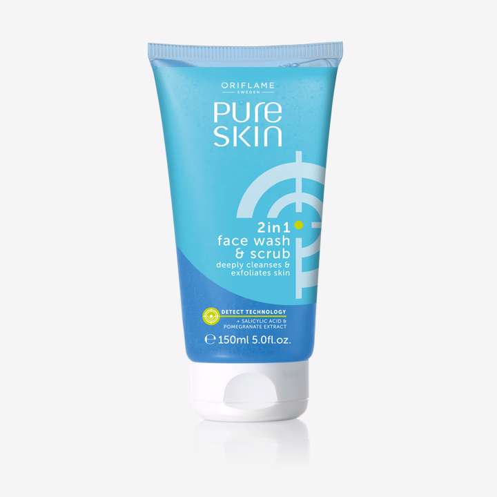 PURE SKIN Pure Skin 2-in-1 Face Wash & Scrub Original Oriflame COD Seluruh Indonesia