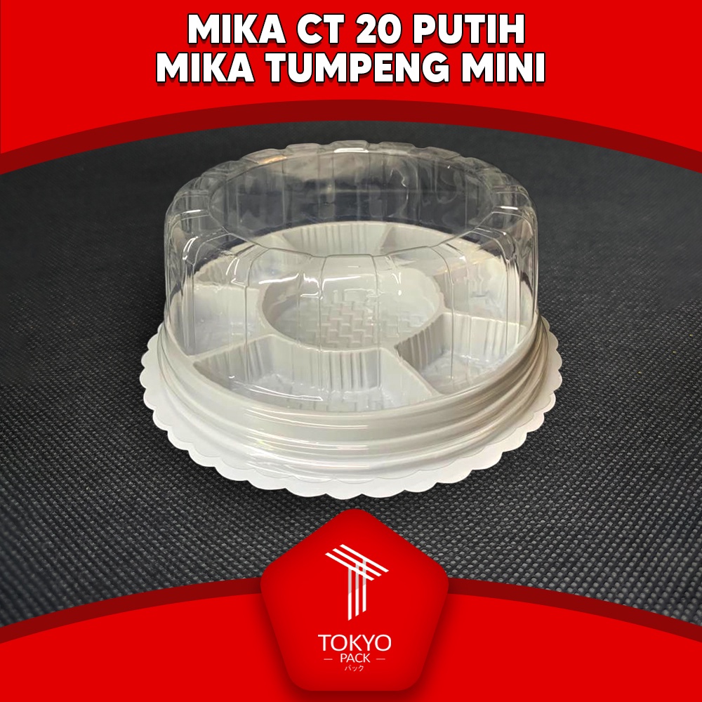 MIKA CAKE TRAY 20 PUTIH - MIKA BULAT SEKAT - MIKA TUMPENG MINI + TUTUP