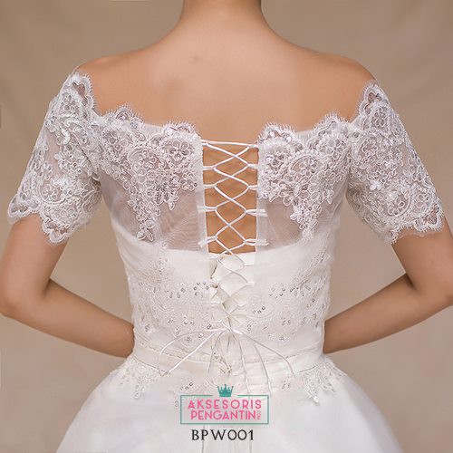 [PRODUK TERLARIS] BOLERO LACE AKSESORIS PENGANTIN CARDIGAN PESTA RENDA PUTIH BPW001