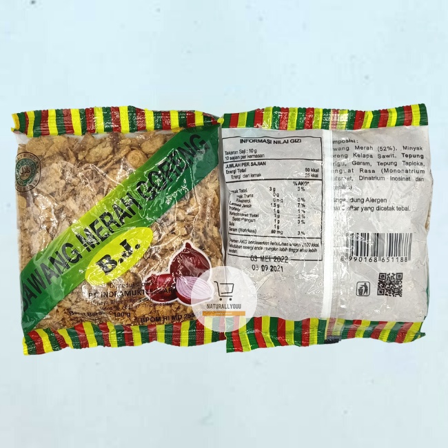 B.J Bawang Goreng 100gram Kemasan Plastik BJ Bawang Merah Goreng