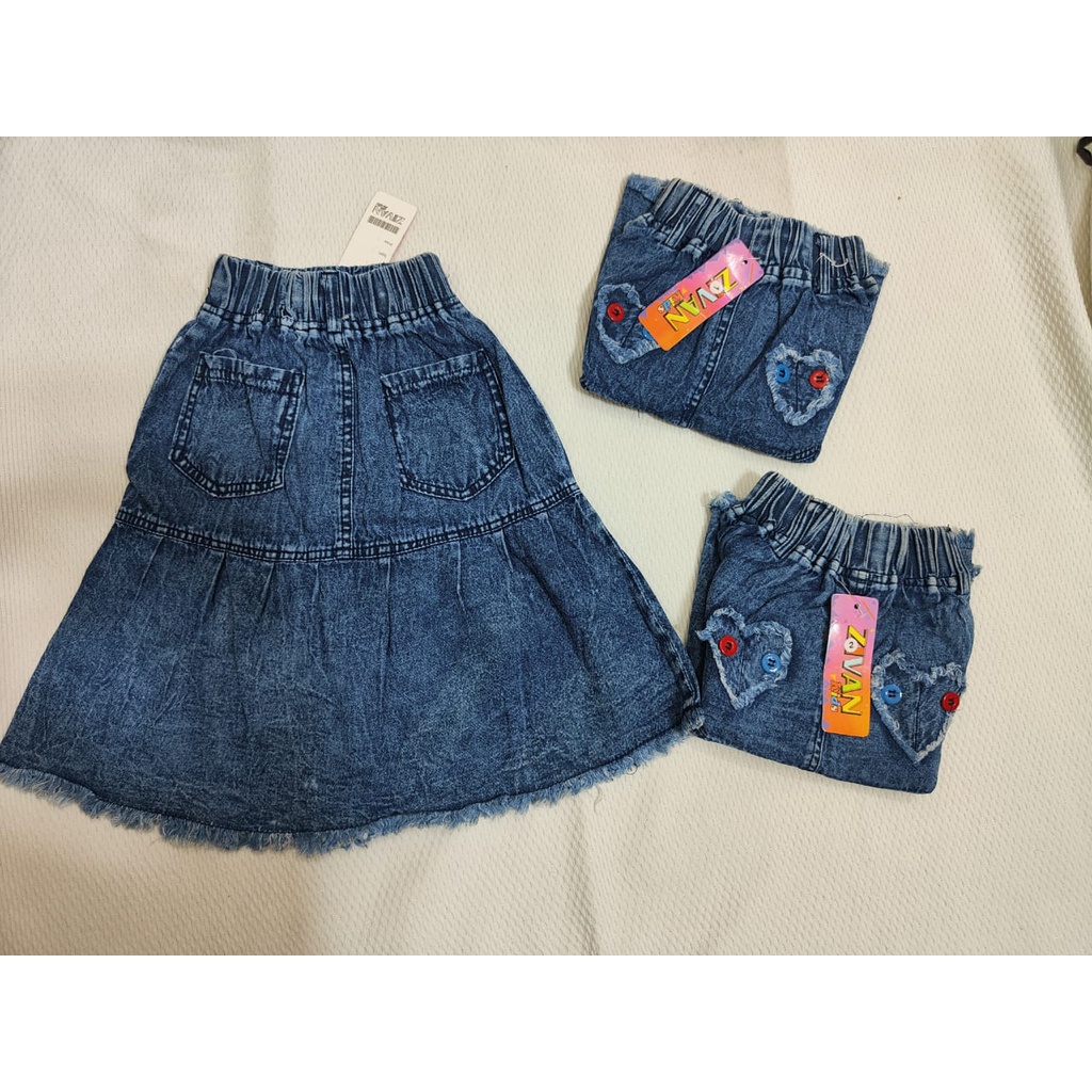 Rok Jeans / Rok Anak Perempuan / Rok Pendek / Rok Mini Karekter Boneka LED Bahan Jeans Ukuran 1 2 3 4 5 6 (usia 1- 6 tahun)