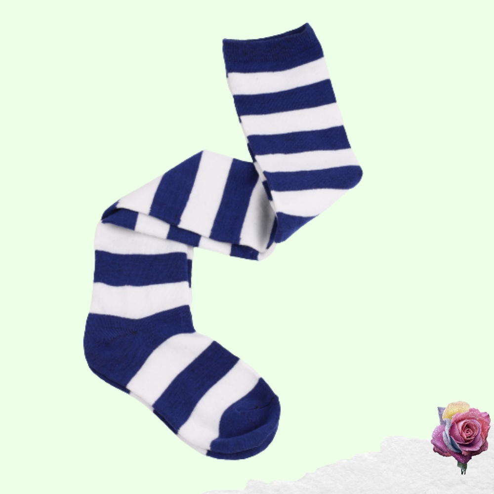 Kaos Kaki Wanita Over Knee Socks Kaos Kaki Sepaha Motif Belang-Belang Kaos Kaki Panjang