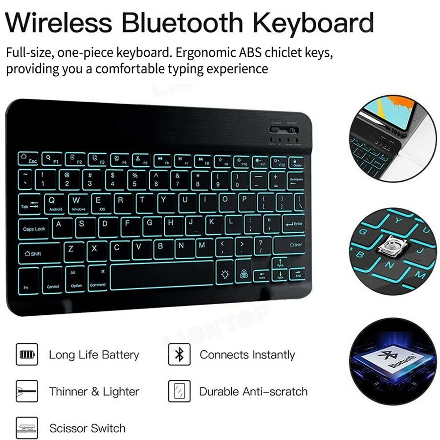 Case Keyboard Samsung Galaxy Tab A8 10.5 2021 X200 X205 TRIPLEDI Backlit Magnetic Bluetooth Leather Flip Cover