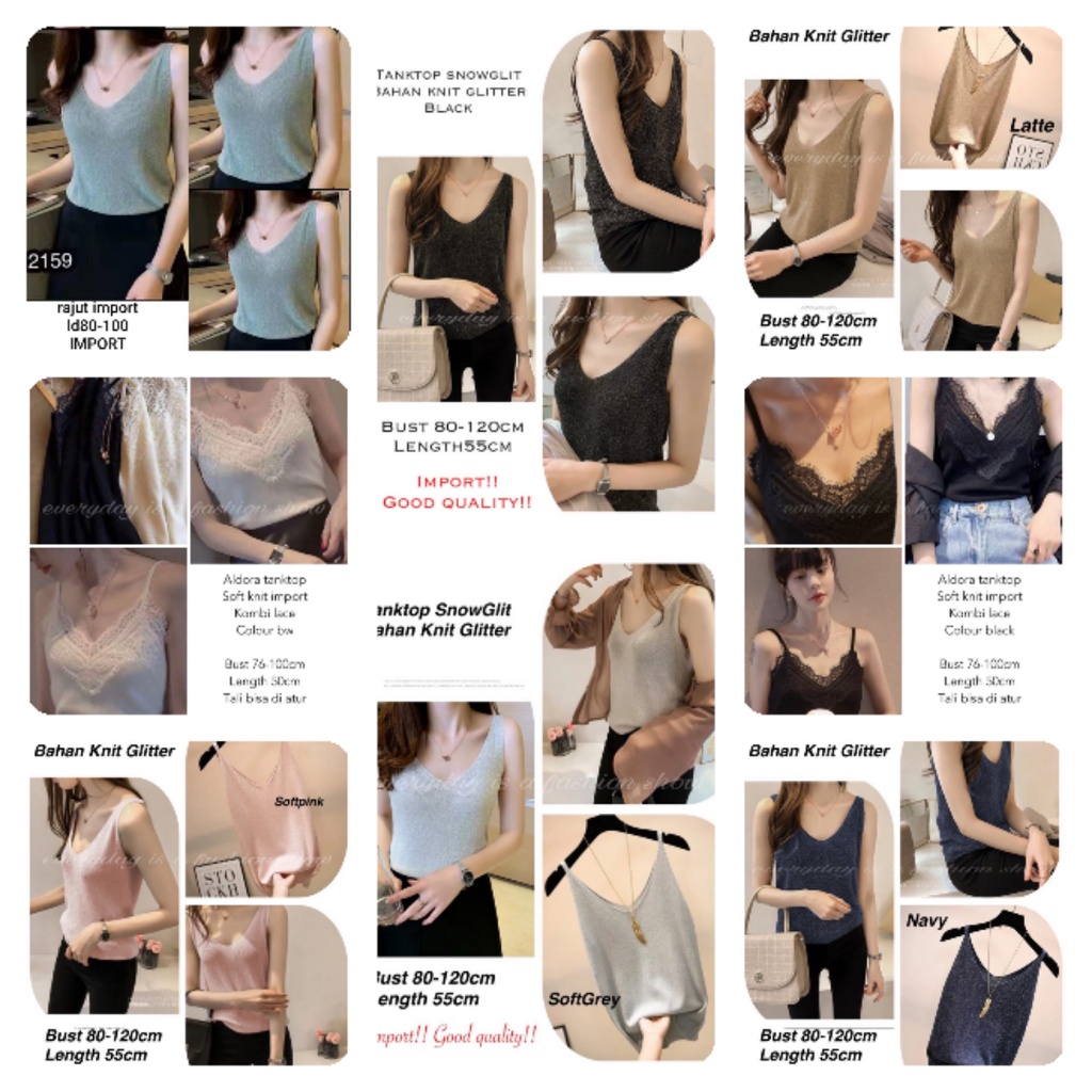 TankTop Wanita Polos Bahan Rajut Tengtop