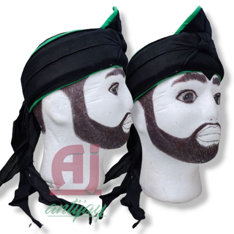 blangkon sunan udeng iket sunda jawa praktis hitam polos lis hijau kliwir bisa dil lipat ukuran kepa