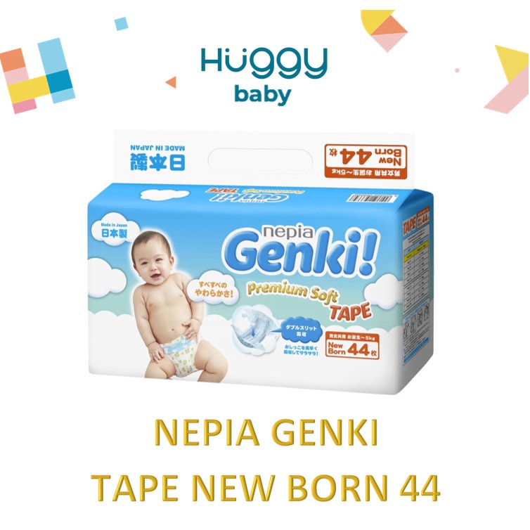 Nepia Genki TAPE NB 44 Popok Diaper TAPE NB44 NB 44