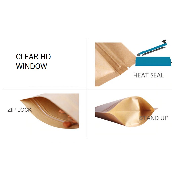 CLEAR Kraft Paper Bag Ziplock 10x15cm / Standing Pouch / Kemasan Snack / Plastik / Kopi / Keripik