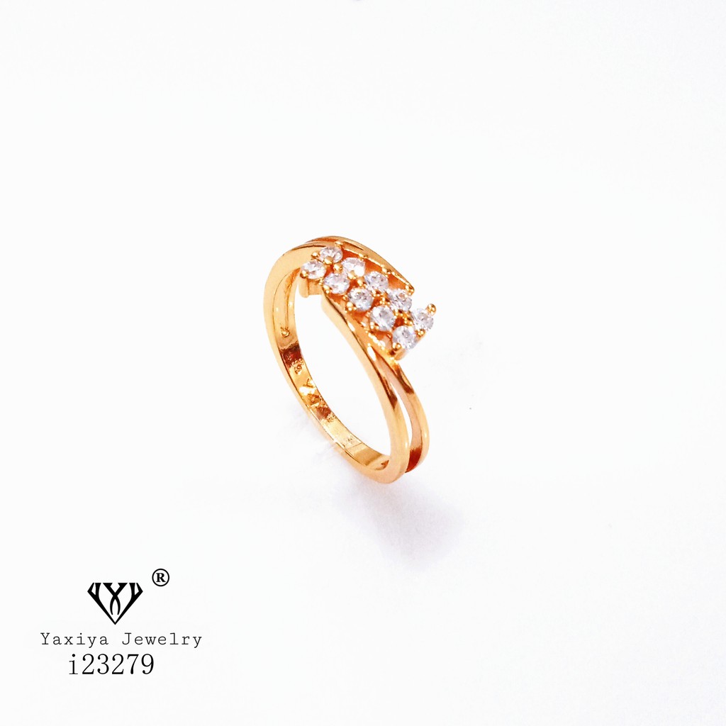 

Cincin Wanita Permata Zircon Perhiasan Lapis Emas 18K Yaxiya Jewelry 311