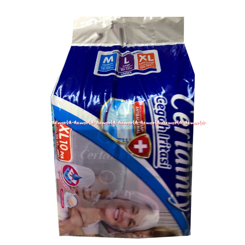 Certainty XL 10 Popok Perekat Cegah Iritasi Antibacterial Certainti XL10 Popok Dewasa Orang Tua Diapers Anti Bakteri Diaper Certainly