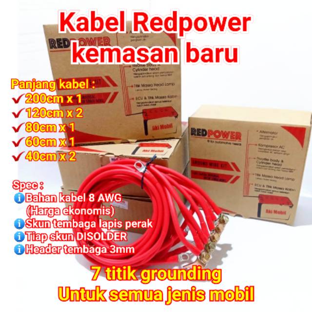 Jual Ground Wire Kit Kabel Grounding Massa Mobil Redpower 8 awg Merah 7