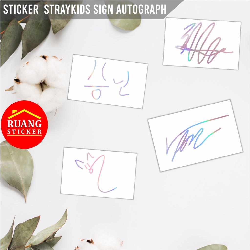 STIKER HOLOGRAM PELANGI MEMBER STRAY KIDZ SIGN AUTOGRAPH TANDATANGAN SEHARI JADI CUSTOM STICKER