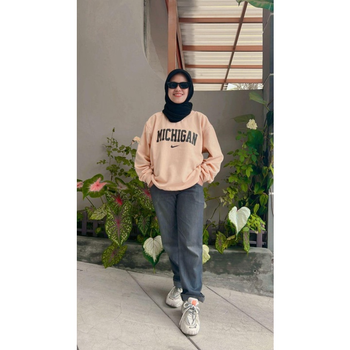 Sweater Oversize MICHIGAN - Sweatshirt Wanita - Sweater Wanita Crewneck - Sweater Oversize Wanita