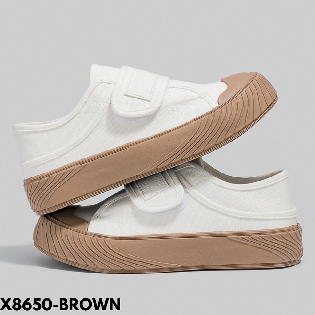 SEPATU SNEAKERS WANITA DESIGN VELCRO UNIK KEKINIAN KEREN NYAMAN DIPAKAI PRAKTIS CANVAS IMPORT 8650