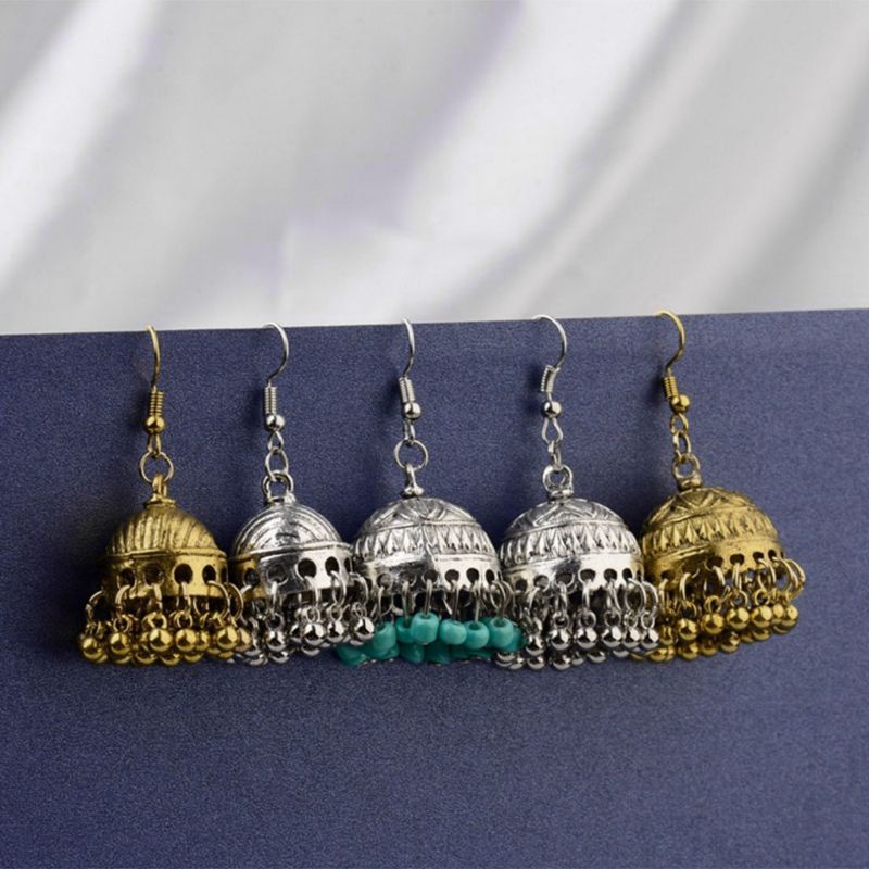 SIY  1 Pair Ethnic Earrings Dome Pendant Tassel Exquisite Elegant Vintage Charms Women Jewelry Dangle India Cage Drop Fashion