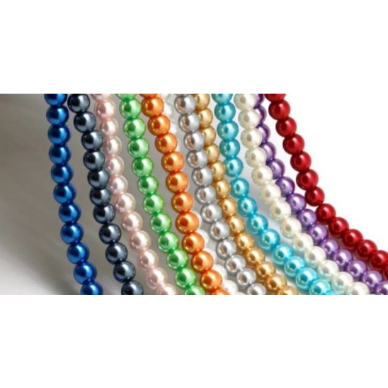 Mutsin Mutiara Sintetis (Mutiara Berat) 6mm 4mm String Manik Mute Mote Ronce