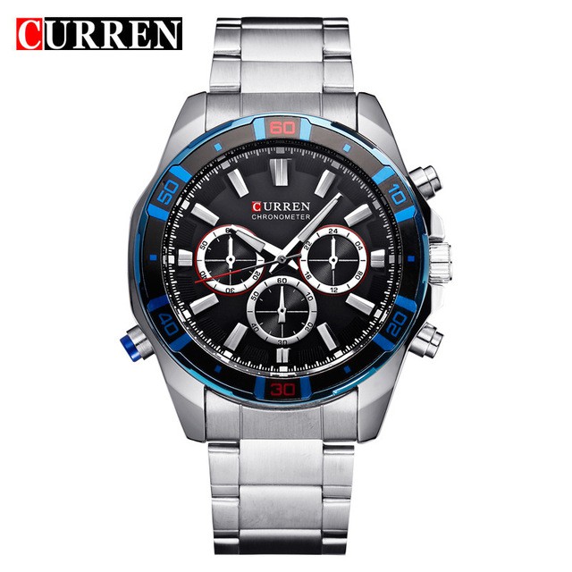 

Jam Tangan Pria CURREN Men'S Quartz Watch Sports Three Dial Waterproof Stainless Steel Watch + Box